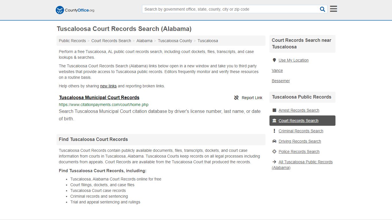 Court Records Search - Tuscaloosa, AL (Adoptions, Criminal ...